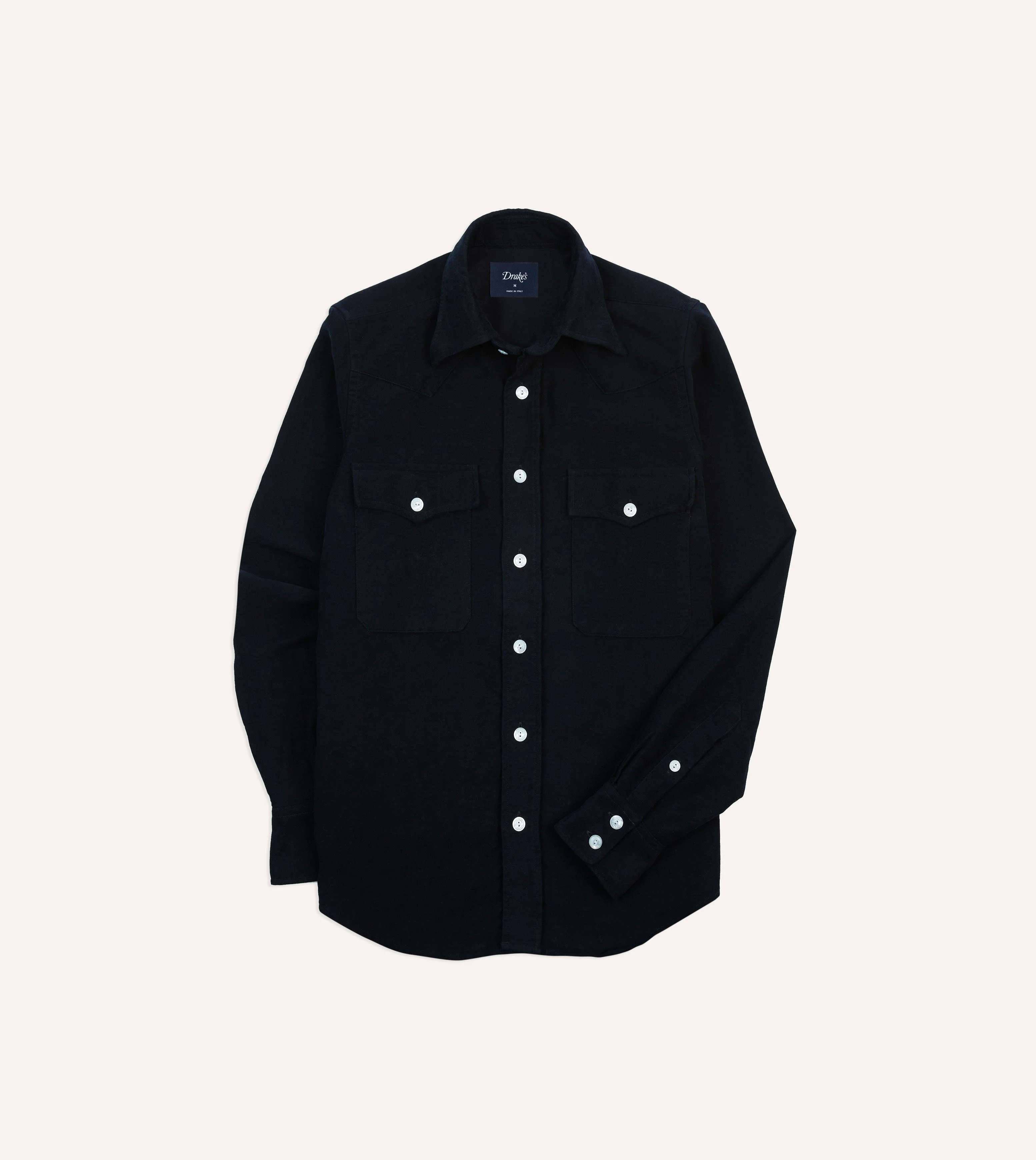 Navy Moleskin Two-Pocket Western Shirt - 1