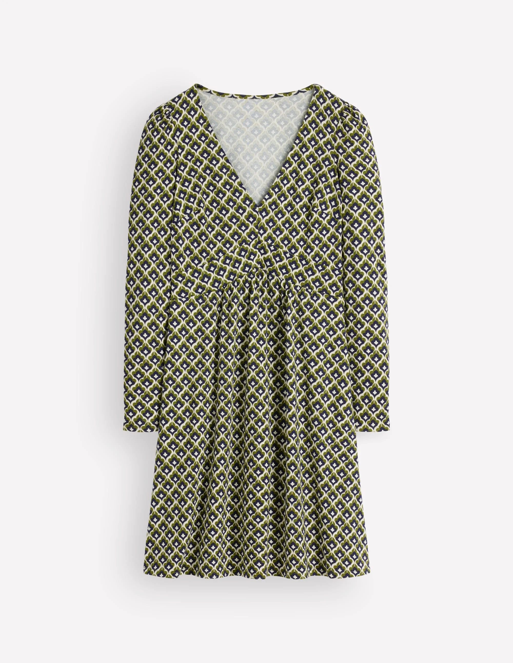 Briony Jersey Short Dress-French Navy, Geo Party - 1