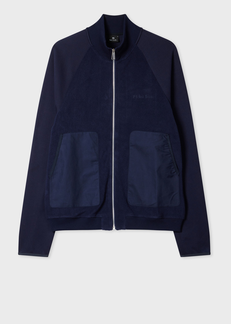 Navy Fleece-Panel Zip Sweatshirt 1
