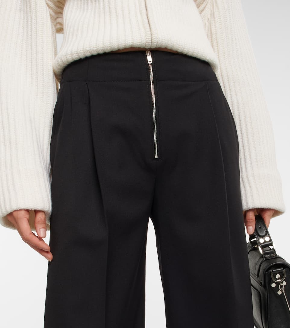 High-rise wide-leg wool-blend pants - 4
