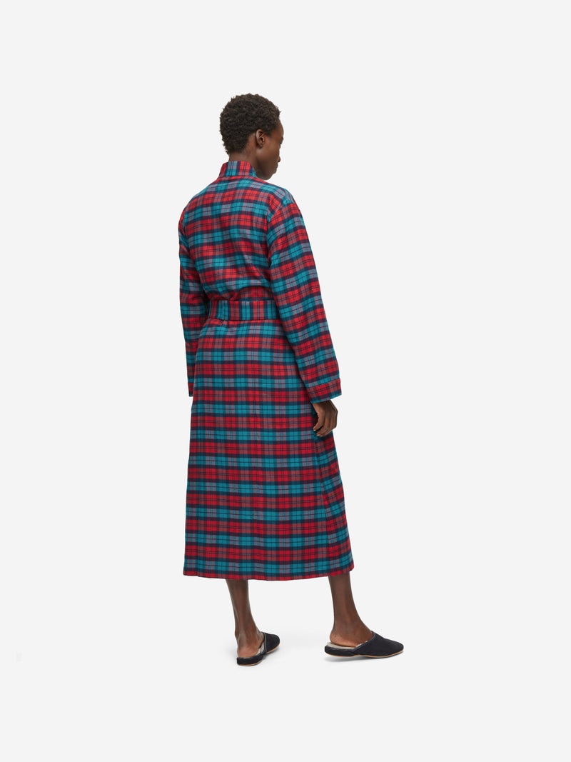 Women's Long Dressing Gown Kelburn 26 Brushed Cotton Multi - 4