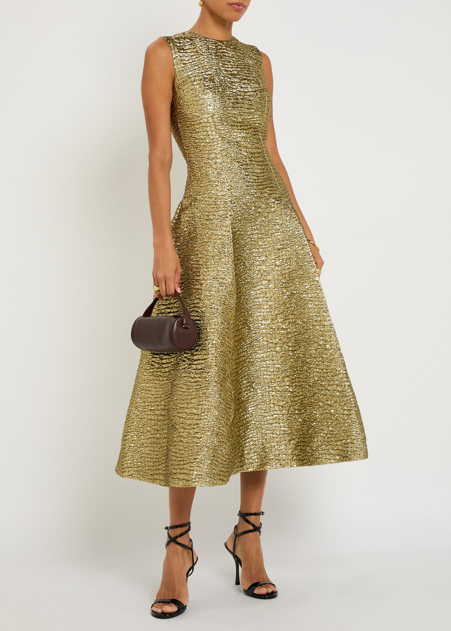 Emilia Wickstead Mara Metallic Seersucker Lamé Midi Dress - 4