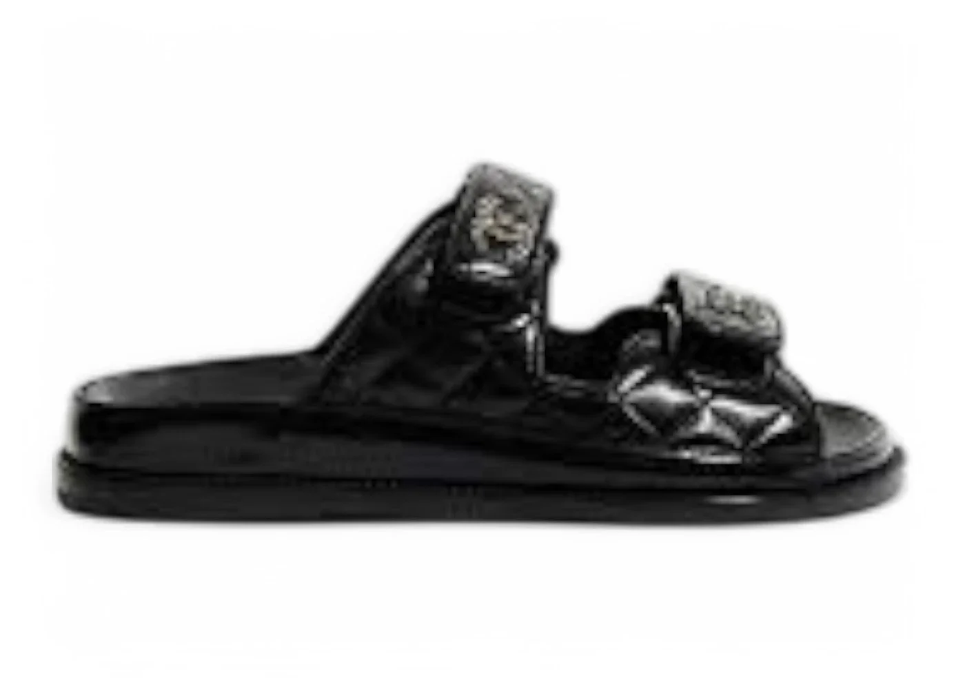 Chanel CC Diamond Quilt Sandals Black (Women's) - 1