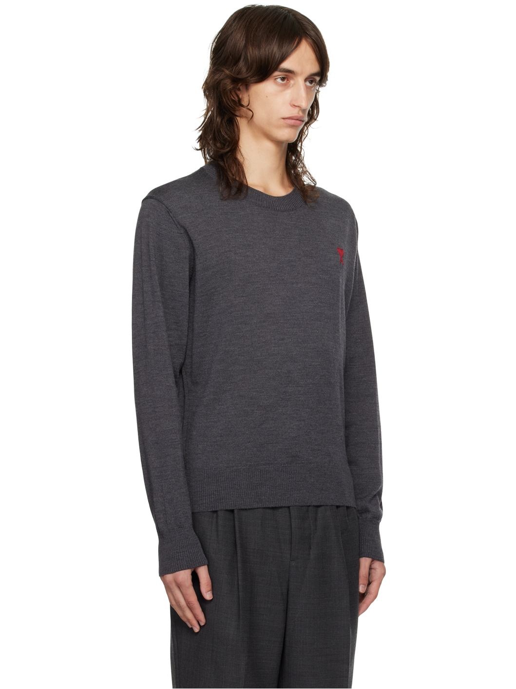 Gray Red Ami De Cœur Sweater - 2