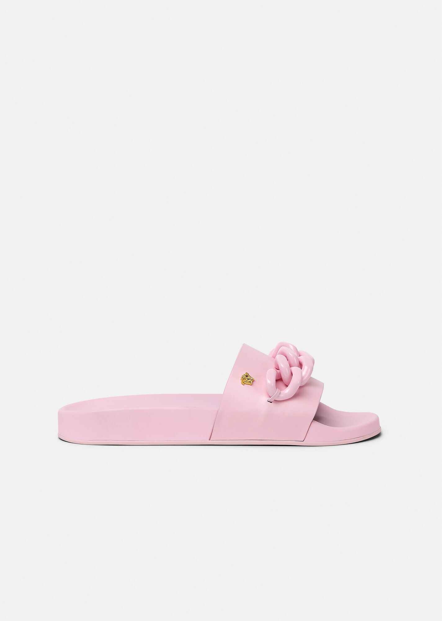 Medusa Chain Leather Sliders - 1