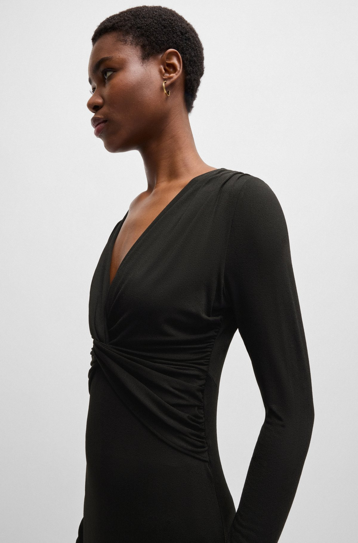 TWIST-FRONT DRESS IN STRETCH CREPE - 6