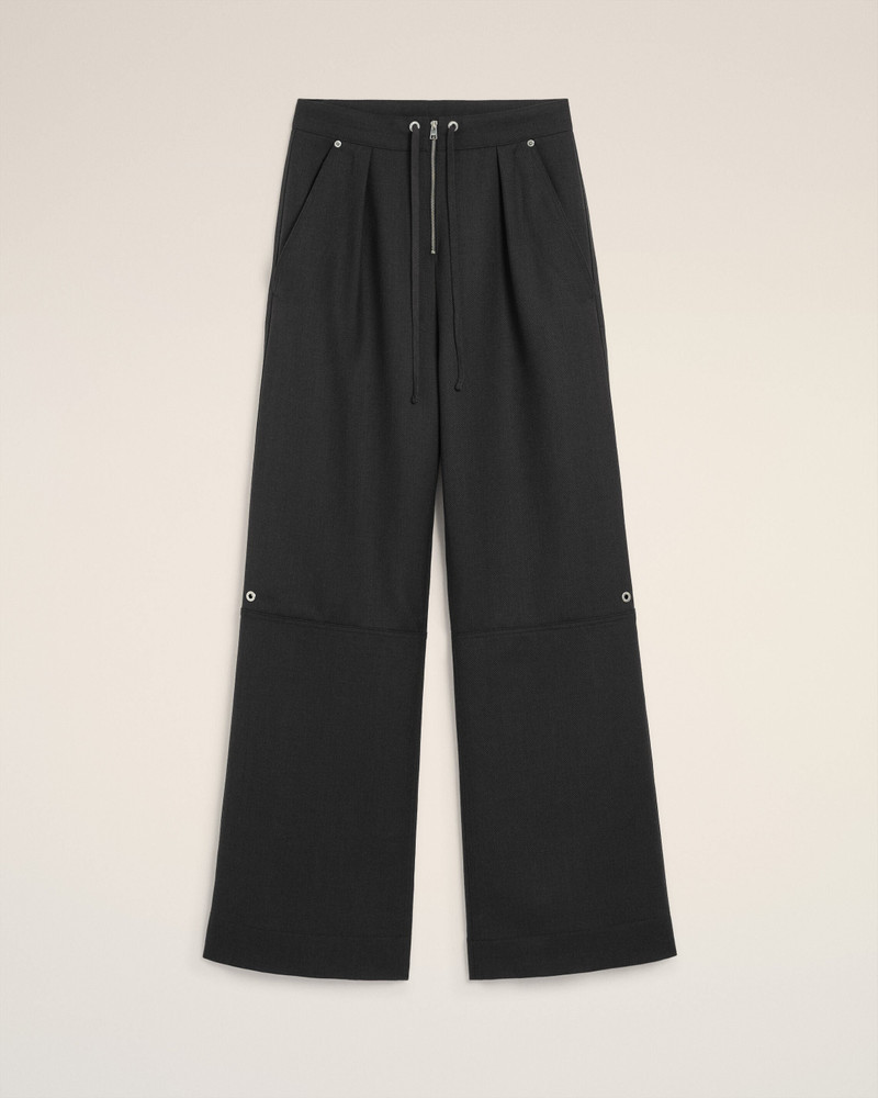 BLACK WOOL ZIPPED TROUSERS 1