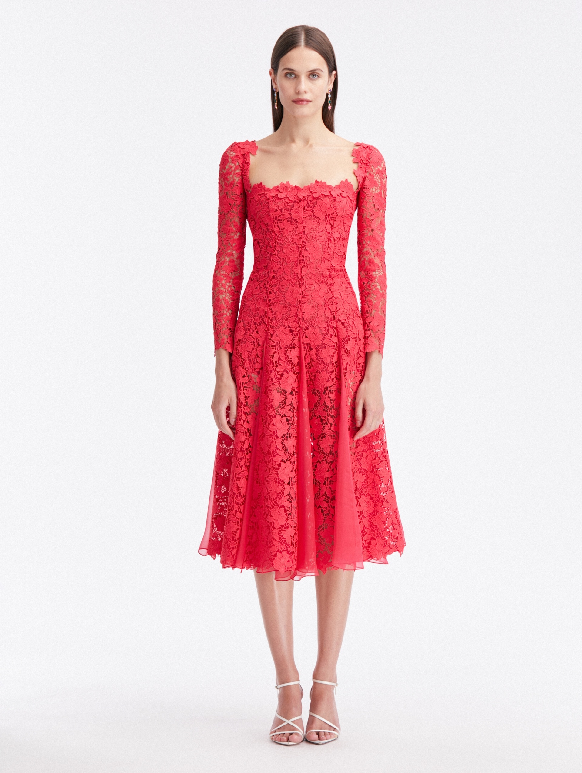 GARDENIA GUIPURE LACE MIDI DRESS - 1