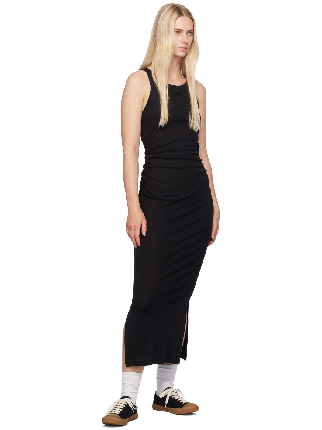 Black Ribbed Maxi Dress - 4