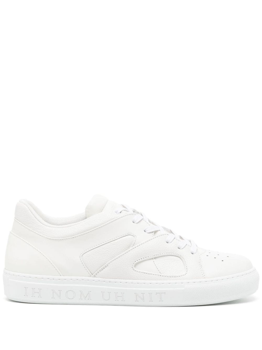 panelled lace-up leather sneakers - 1