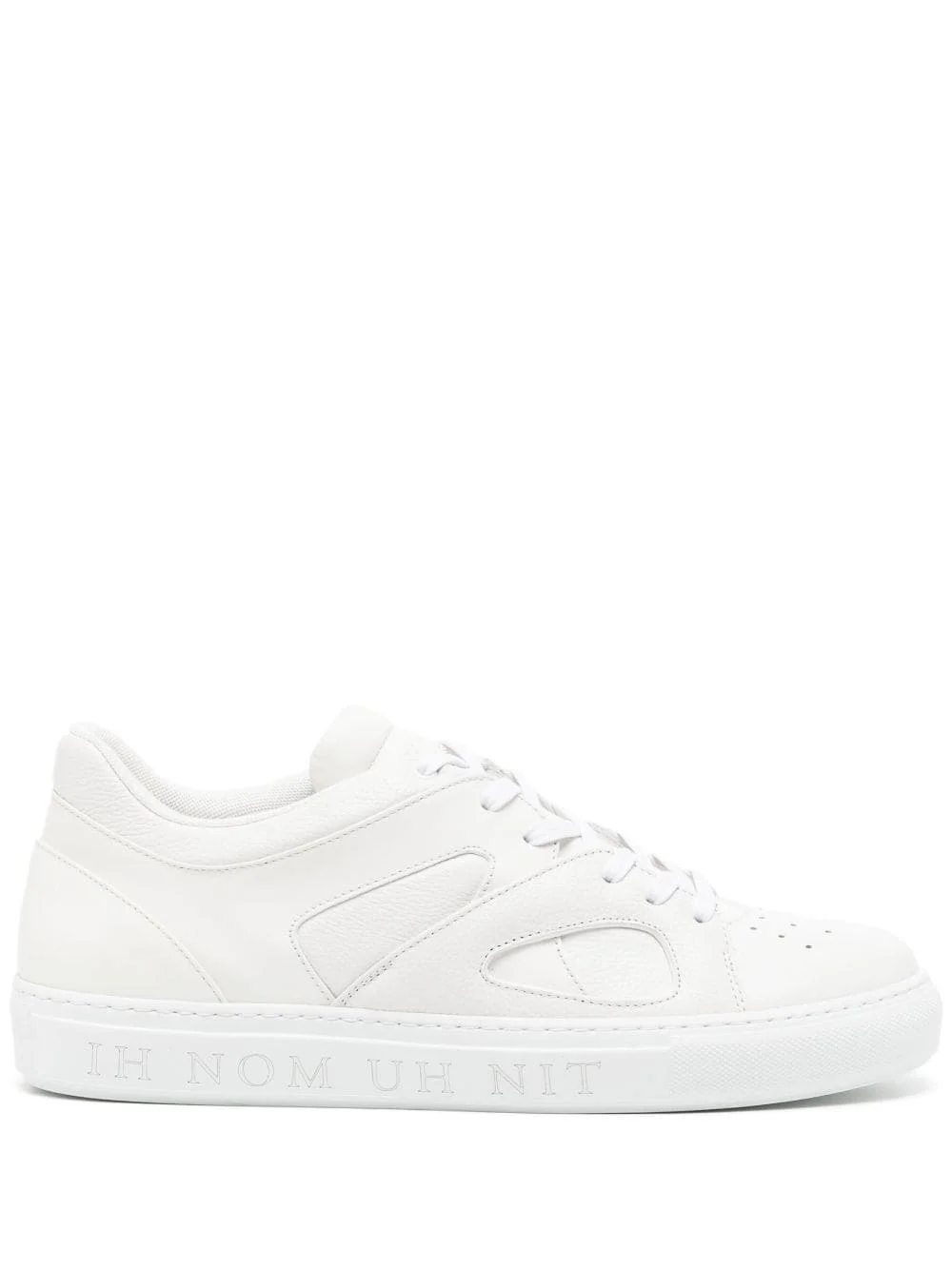panelled lace-up leather sneakers - 1