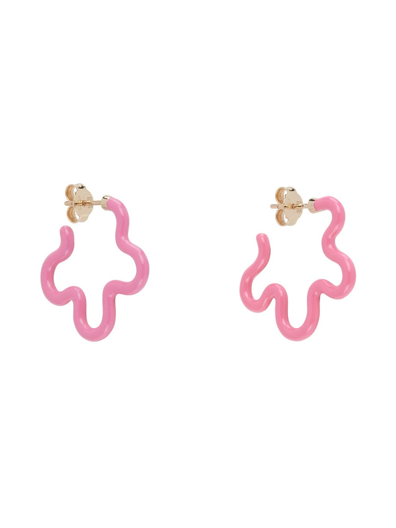 BEA BONGIASCA Pink 2 Tone Asymmetrical Flower Power Earrings outlook