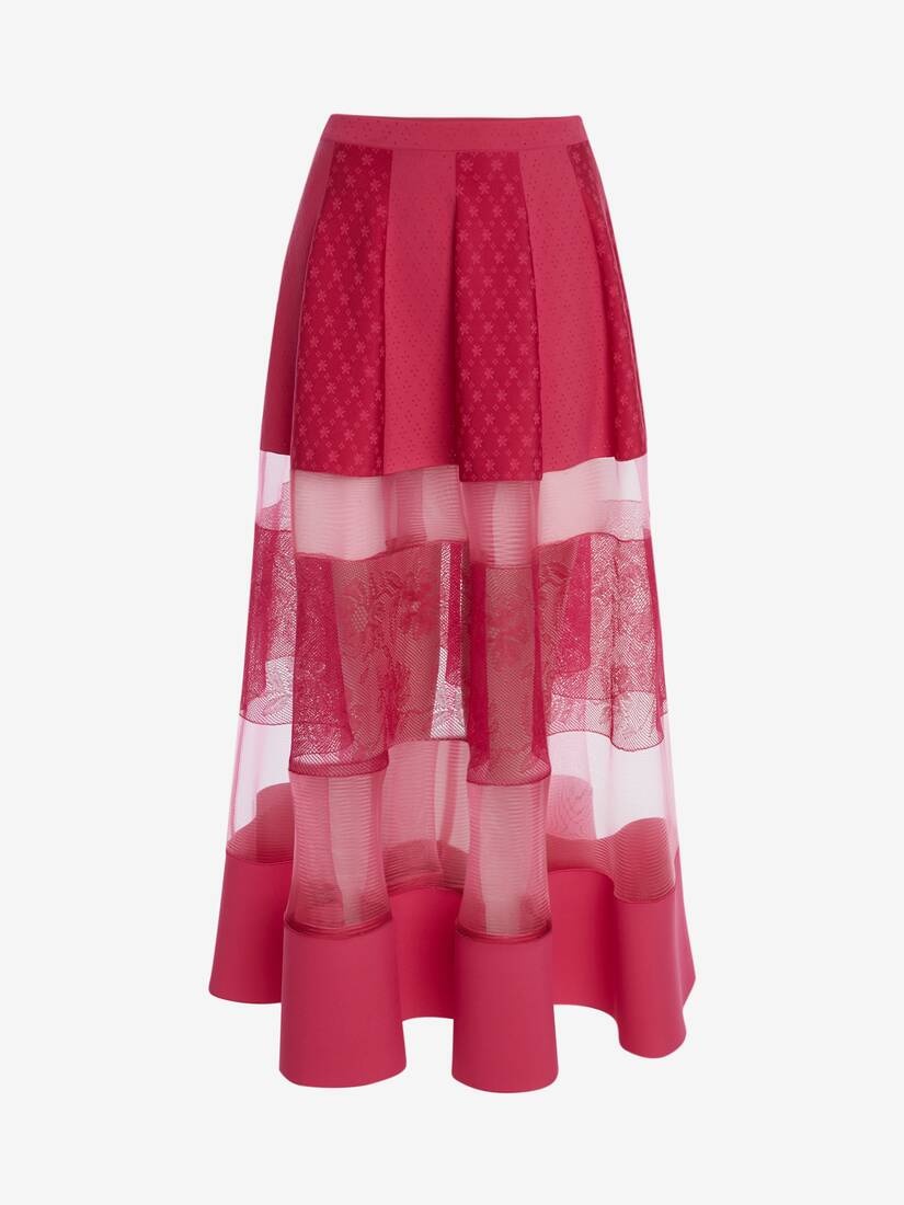 Panelled Knit Midi Skirt in Bobby Pink - 1