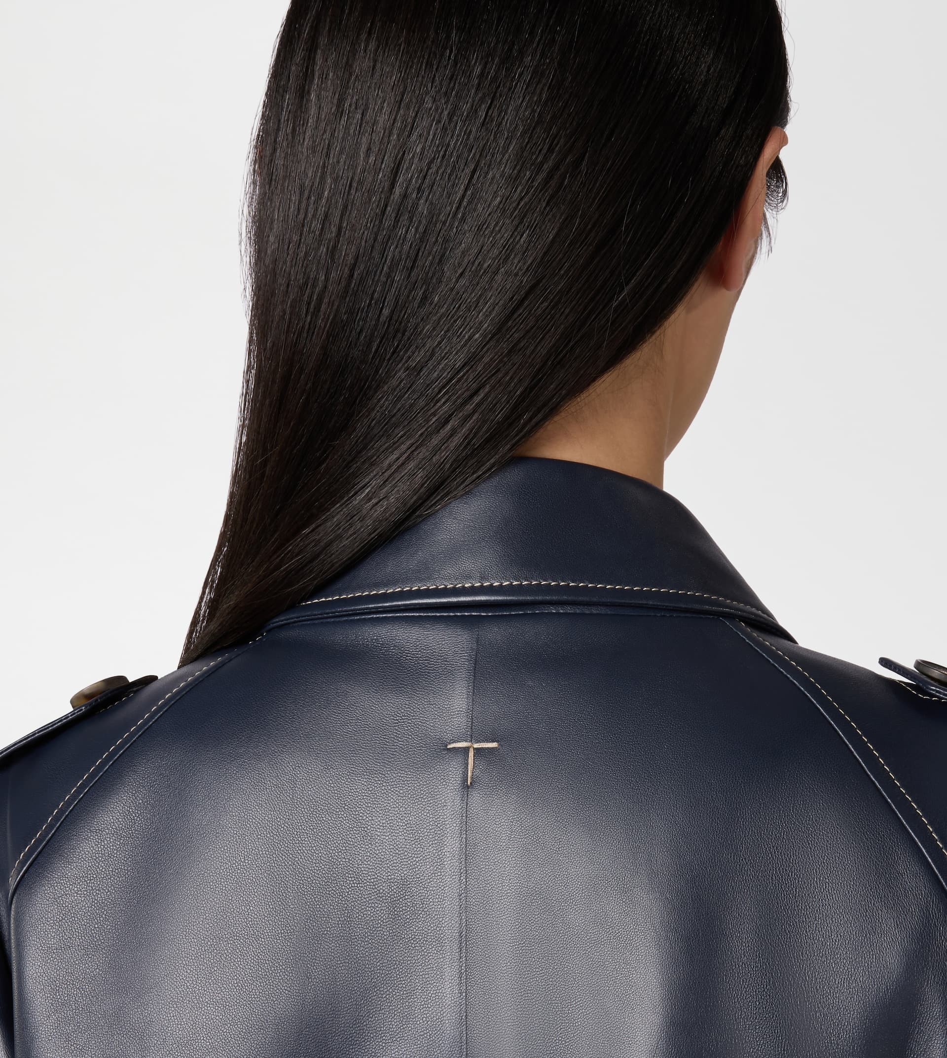 TRENCH COAT IN LEATHER - BLUE - 5