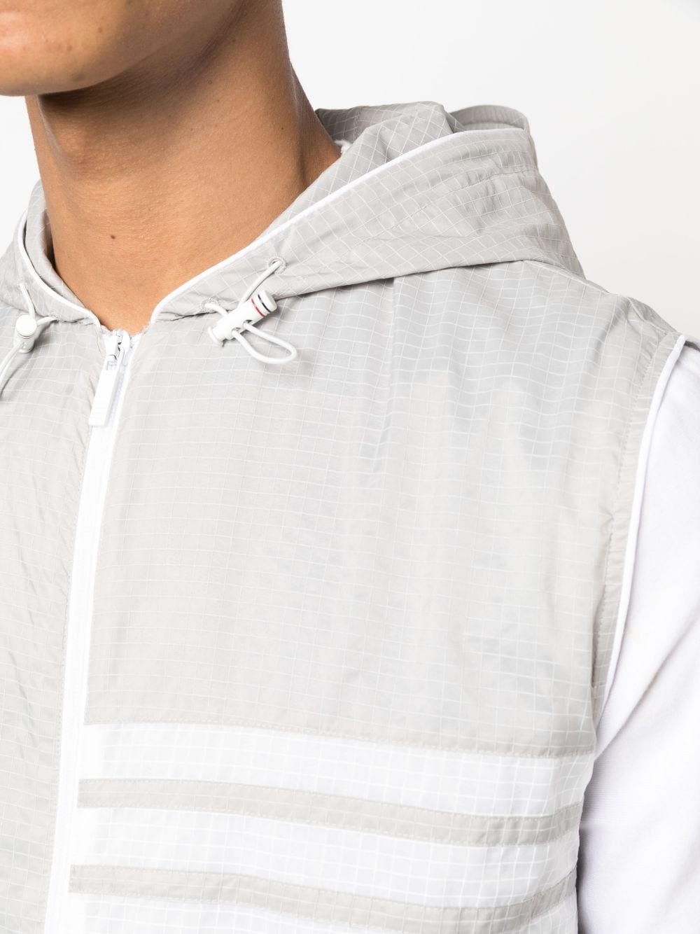 4-Bar stripe ripstop hooded gilet - 5