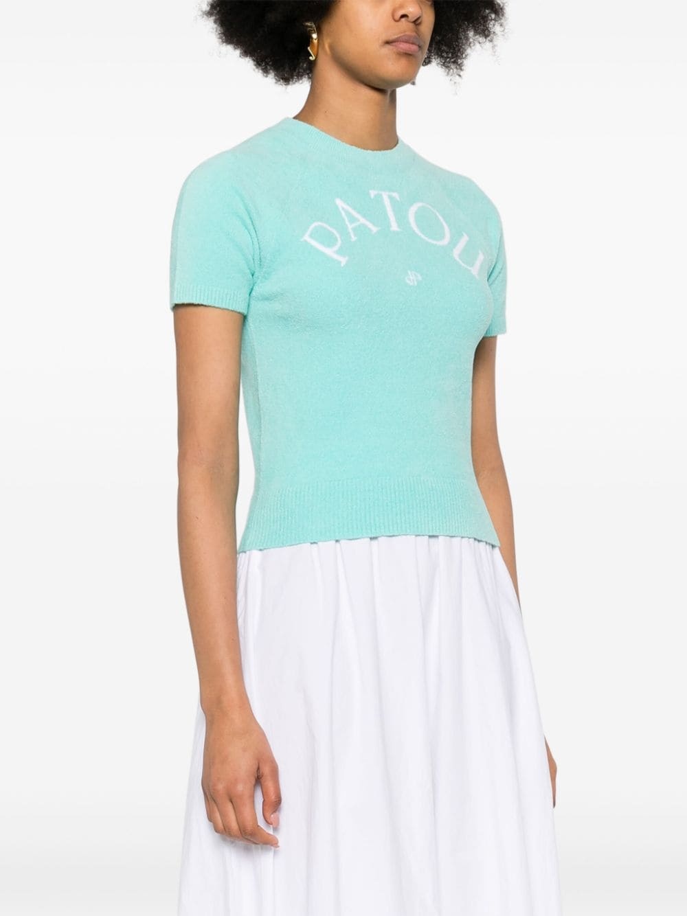 jacquard-logo knitted top - 3