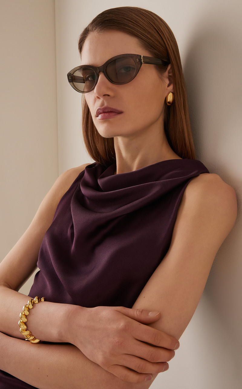 SAINT LAURENT Cat-Eye Acetate Sunglasses grey outlook