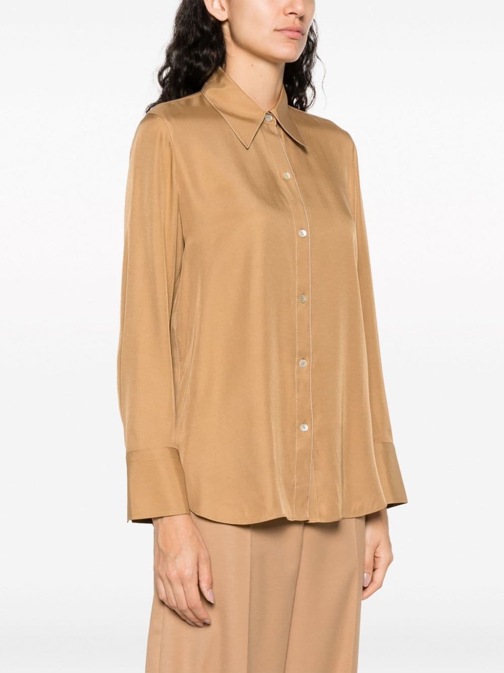 pointed-collar silk-satin shirt - 3