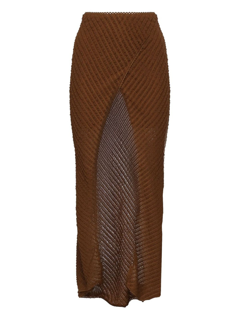 Eris ribbed side-slit skirt 1