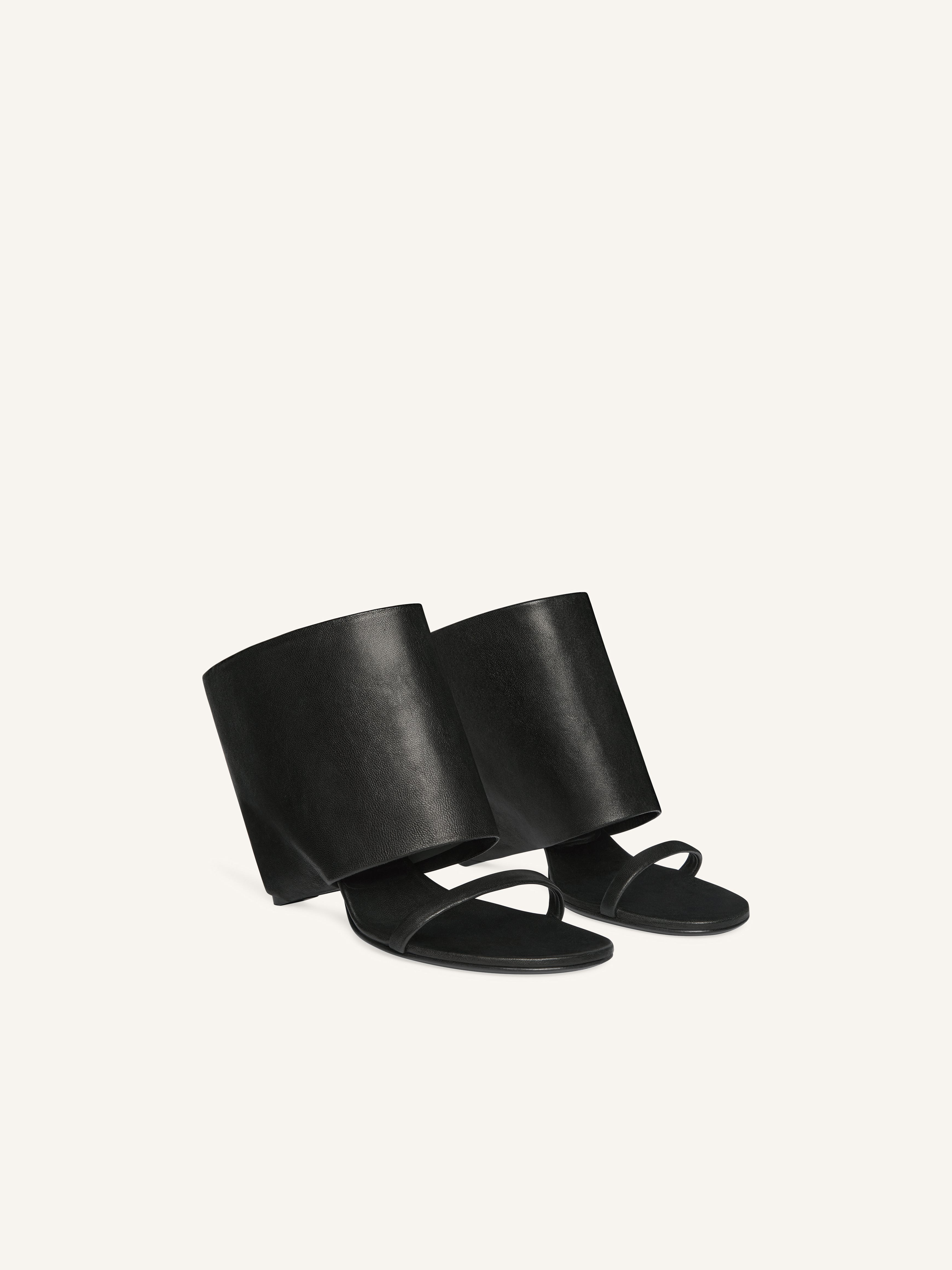 OBLIQUE WEDGED LEATHER MULES - 3