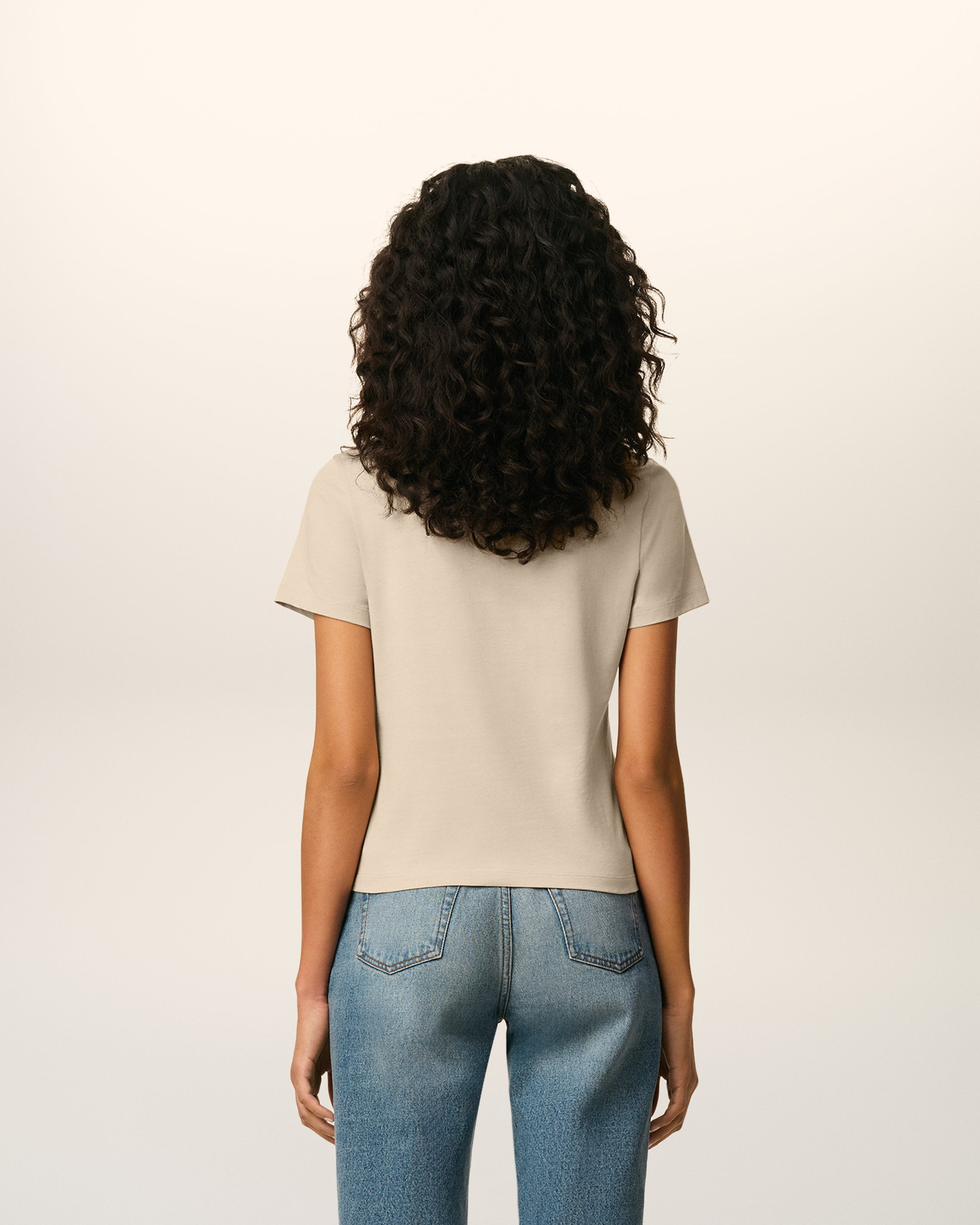 BEIGE COTTON CROPPED AMI DE COEUR T-SHIRT - 5