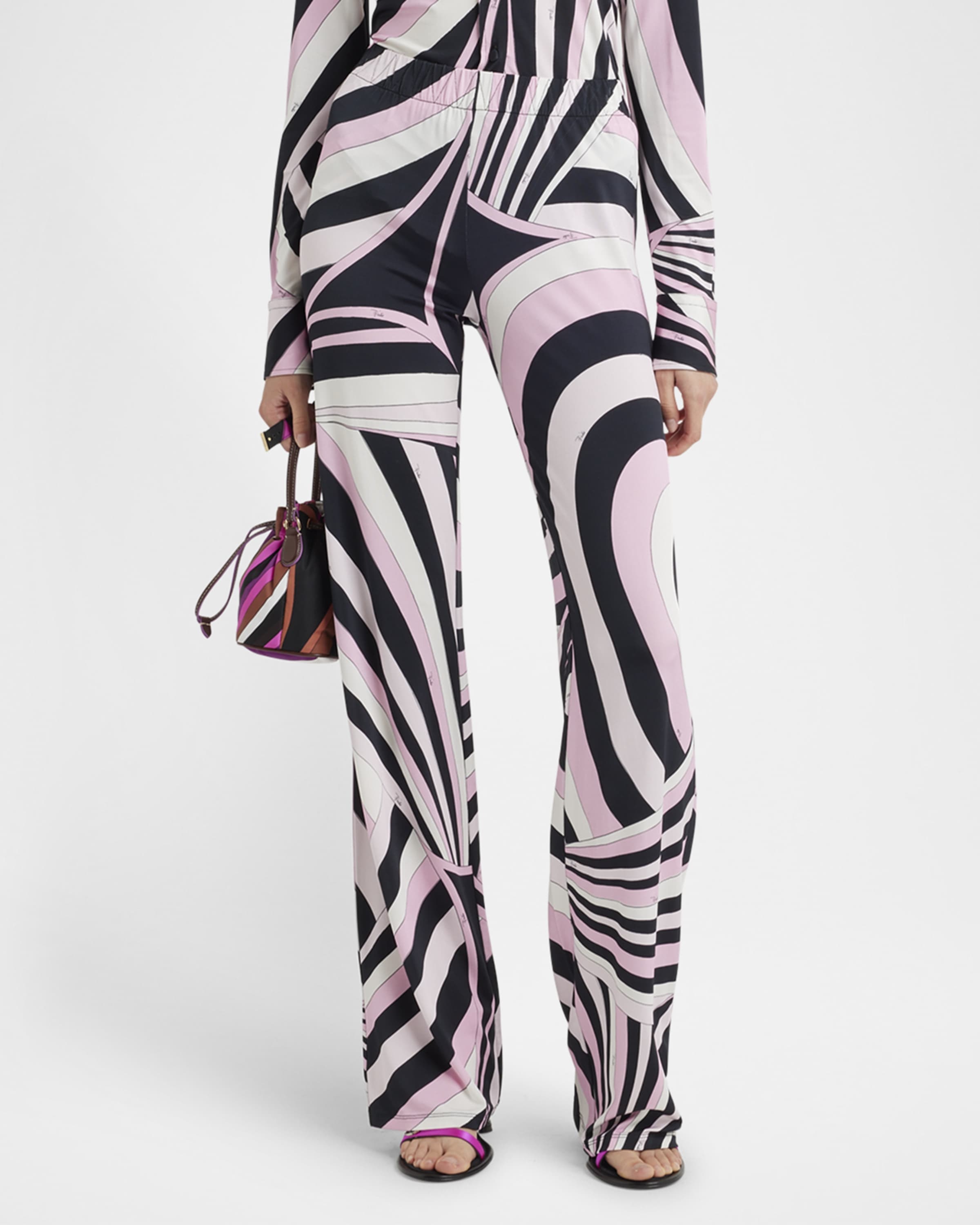 Iride-Print Straight-Leg Pull-On Trousers - 2