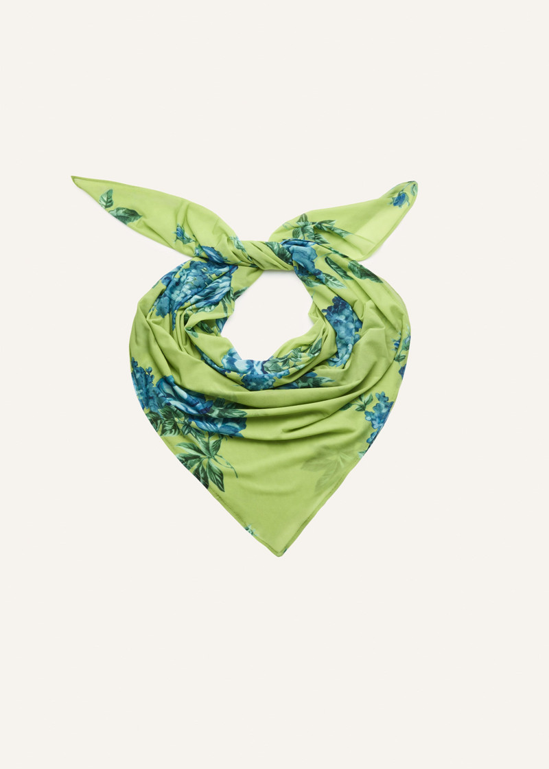 Bloom silk scarf in green 1