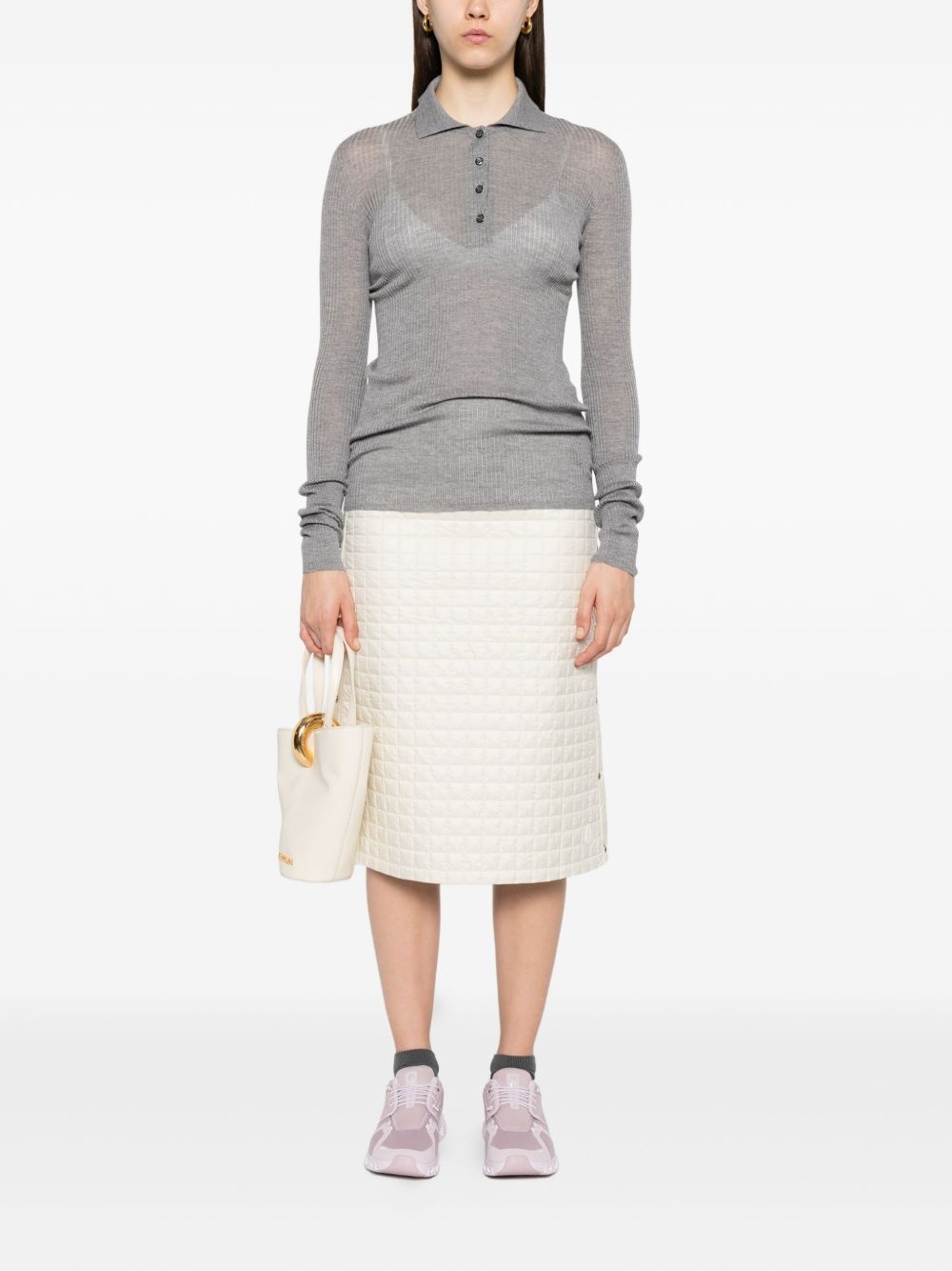 ribbed wool polo top - 2