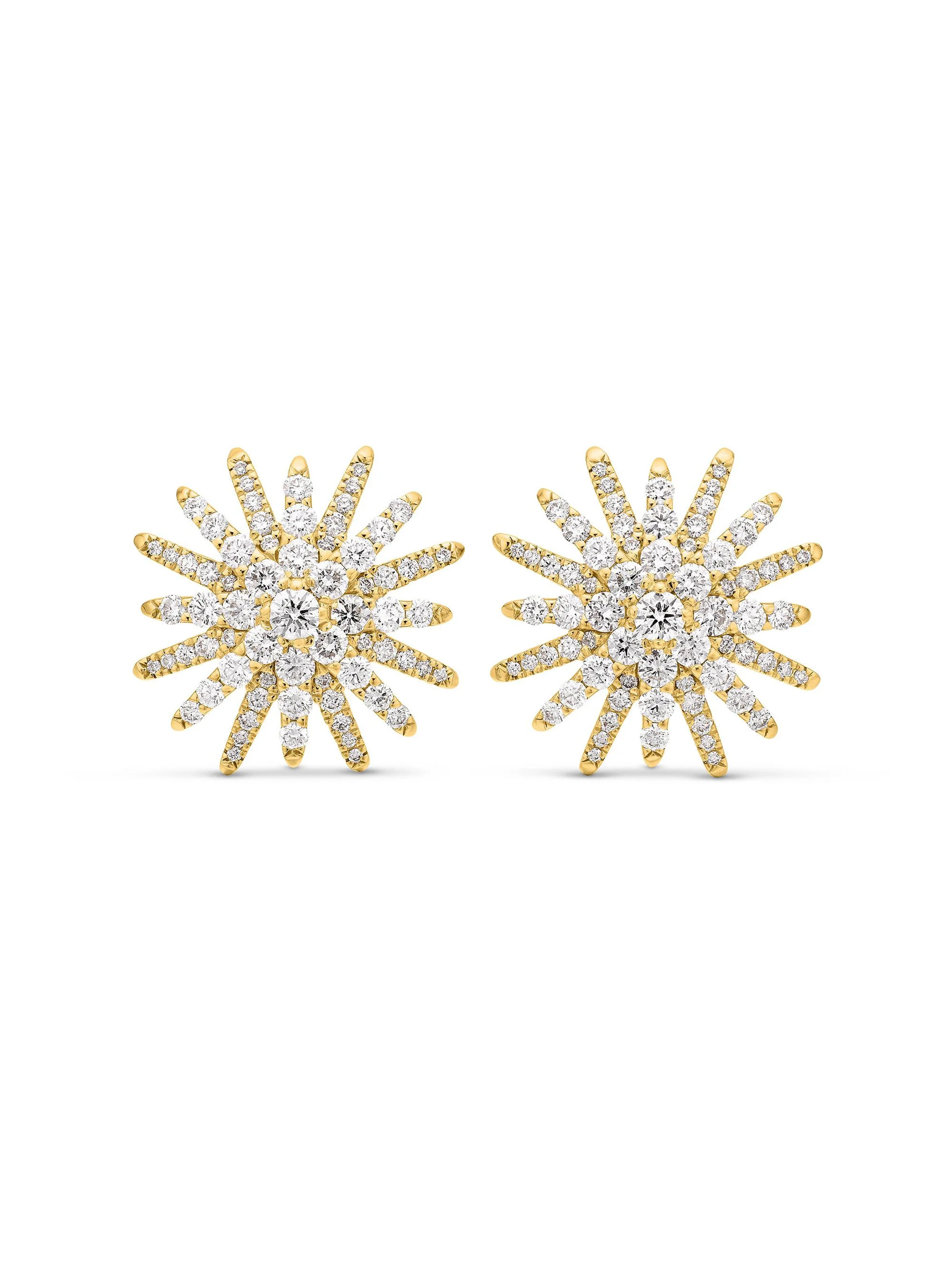 Women's Starburst Stud Earrings in 18K Yellow Gold with Diamonds, 19MM - Diamond - 1