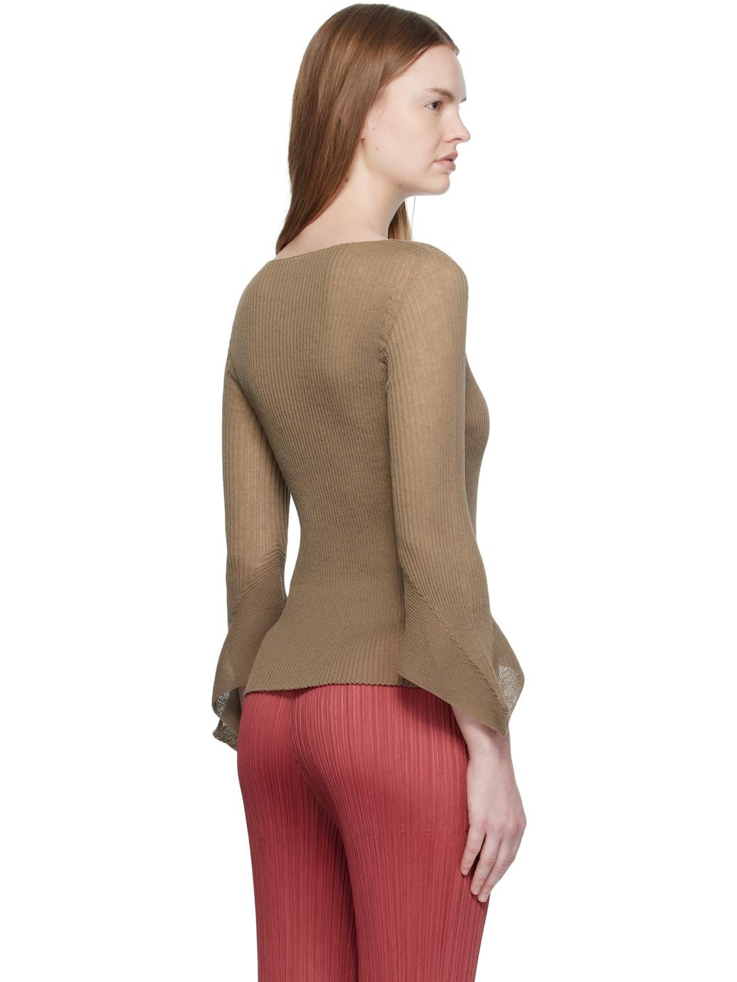 Brown Spikelet Knit Sweater - 3