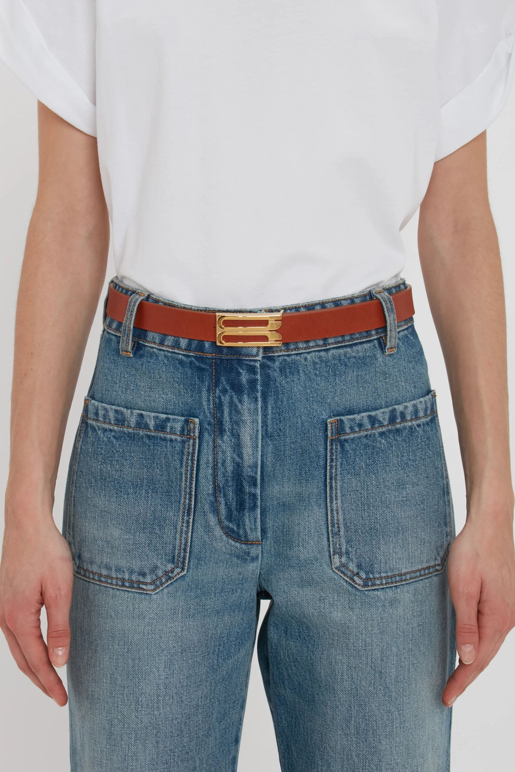 Regular Frame Belt In Tan Smooth Leather - 2