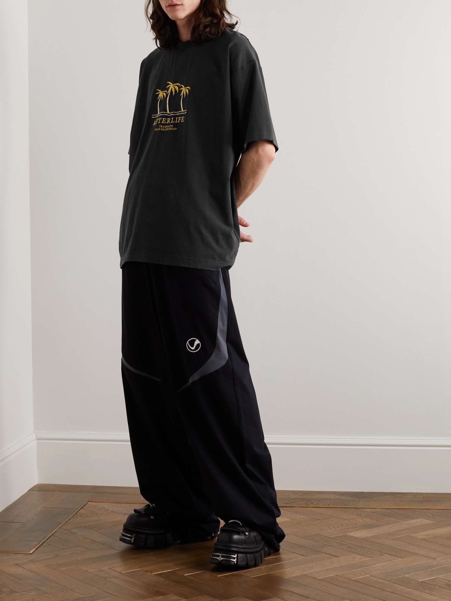 Oversized Embroidered Distressed Cotton-Jersey T-Shirt - 2