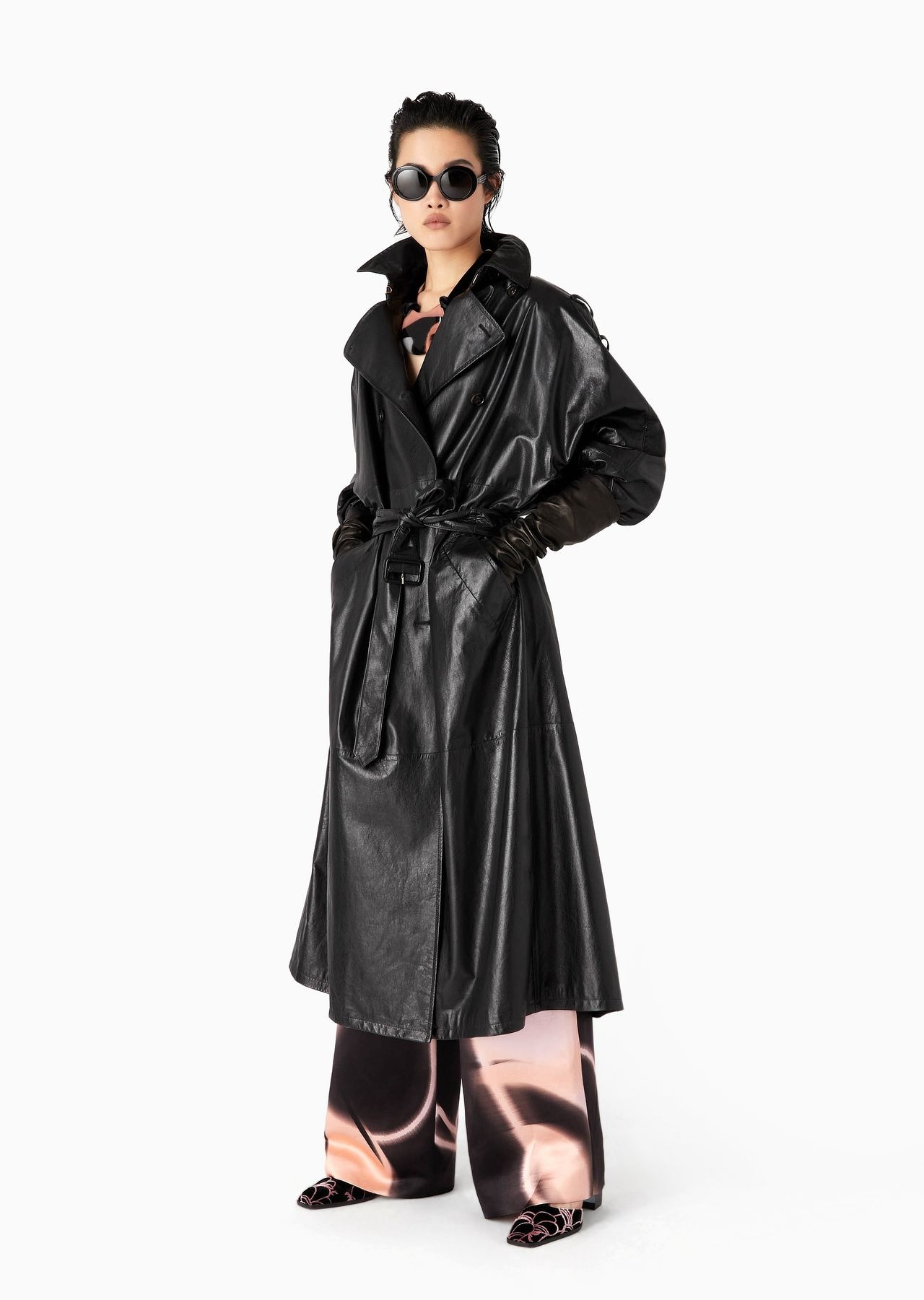 GIORGIO ARMANI Double-breasted nappa leather oversized