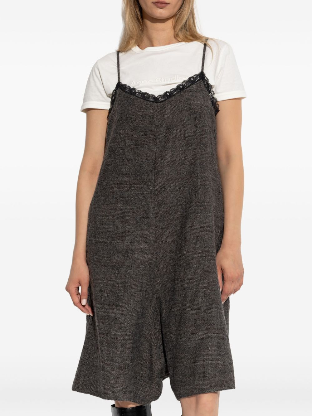 lace-trimmed wool playsuit - 3