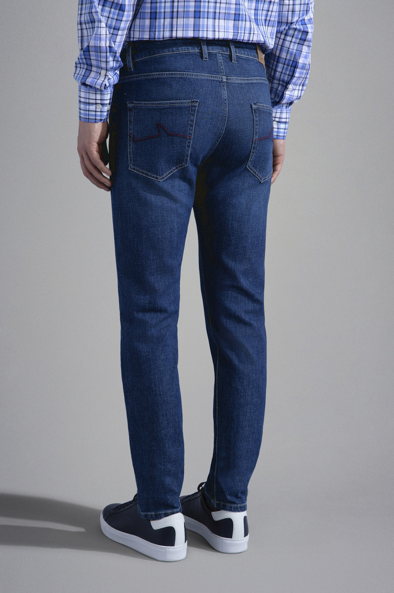 RED RIVET STRETCH COTTON JEANS 3