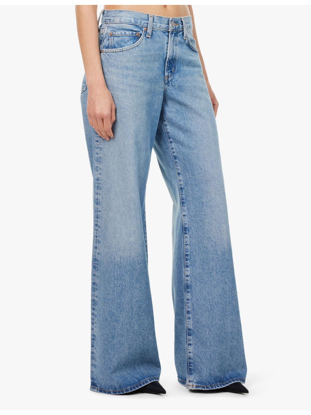Clara faded-wash wide-leg high-rise organic-denim jeans - 3