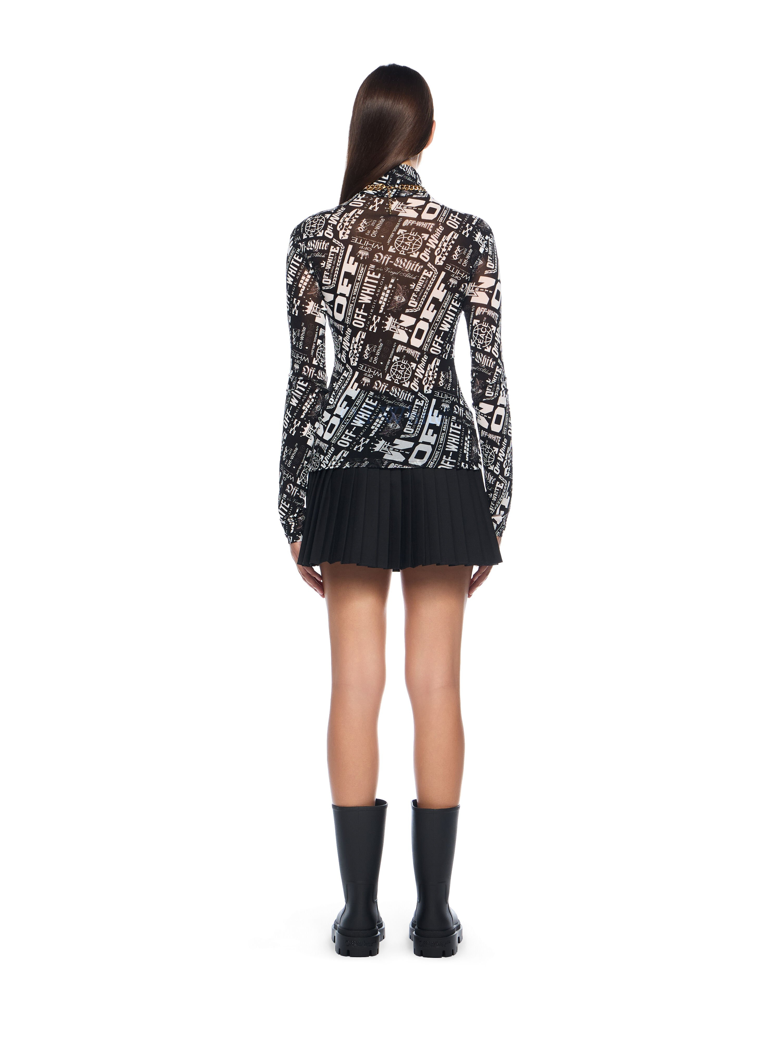 Multilogo Mesh Long Sleeve Turtle Neck Top - 4
