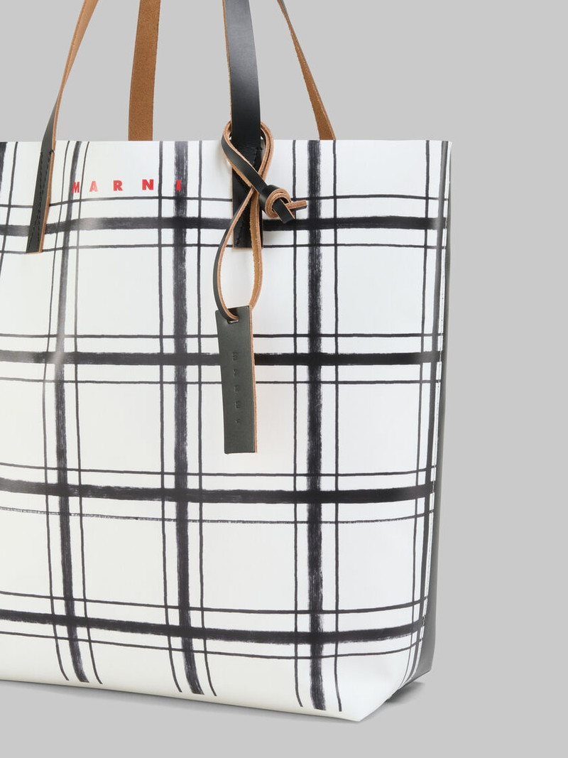 WHITE AND BLACK CHECKED TRIBECA SHOPPER 5