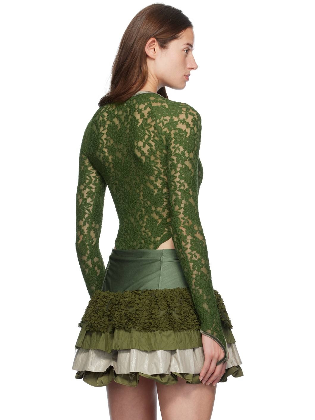 Green Rose Lace Bodysuit - 3