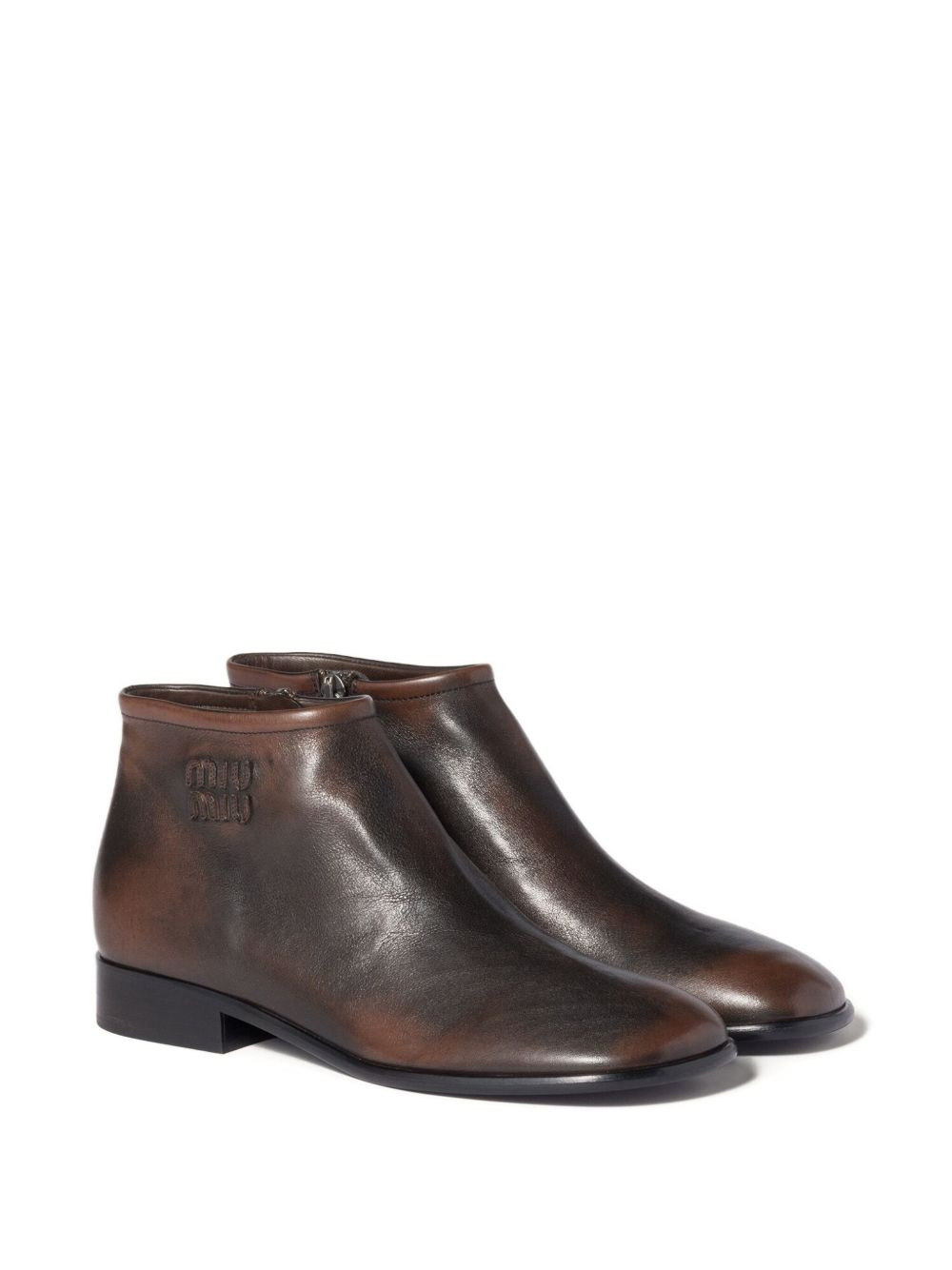 logo-detail leather boots - 2