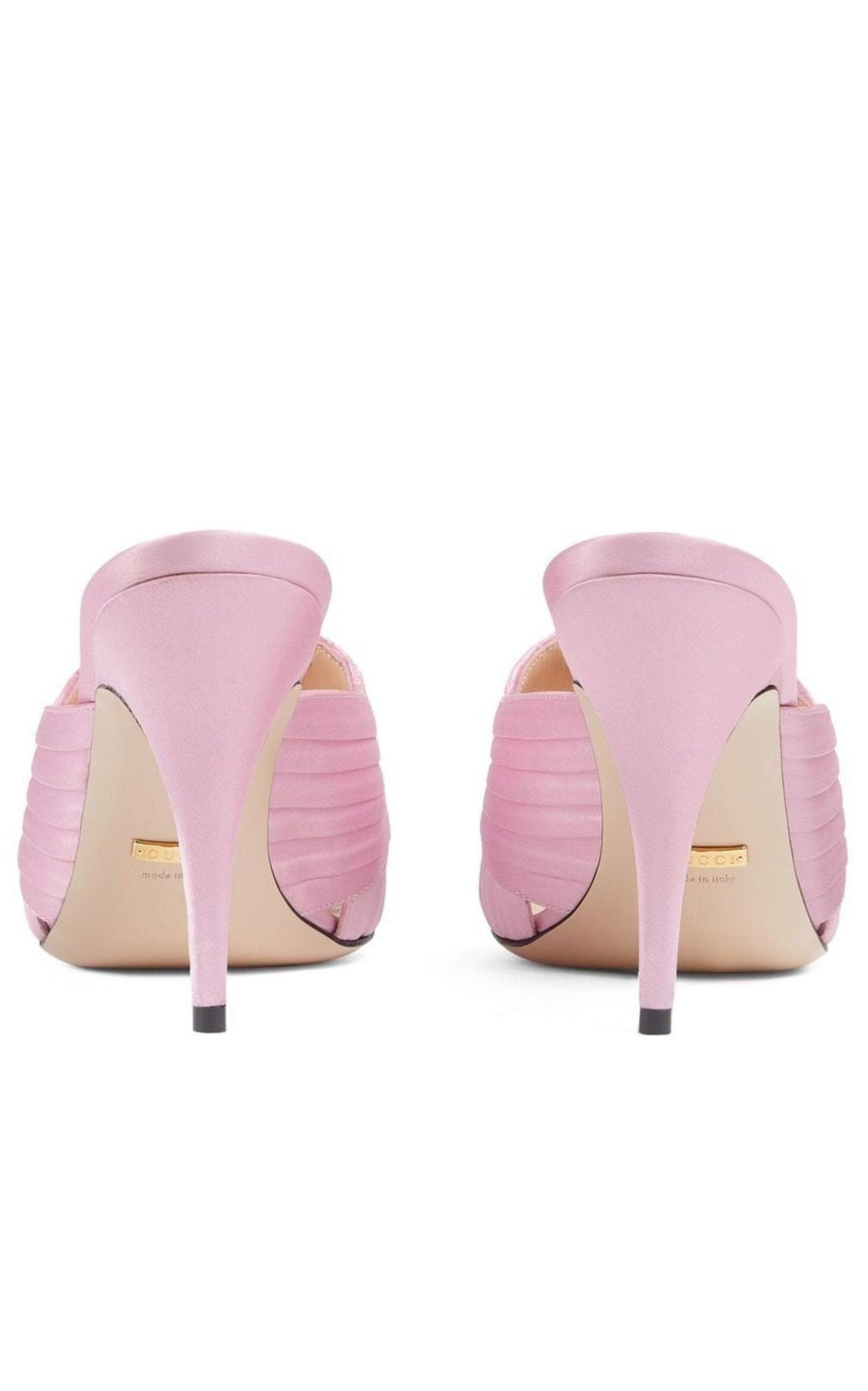 Rose Satin Double G 95mm Sandals - 2