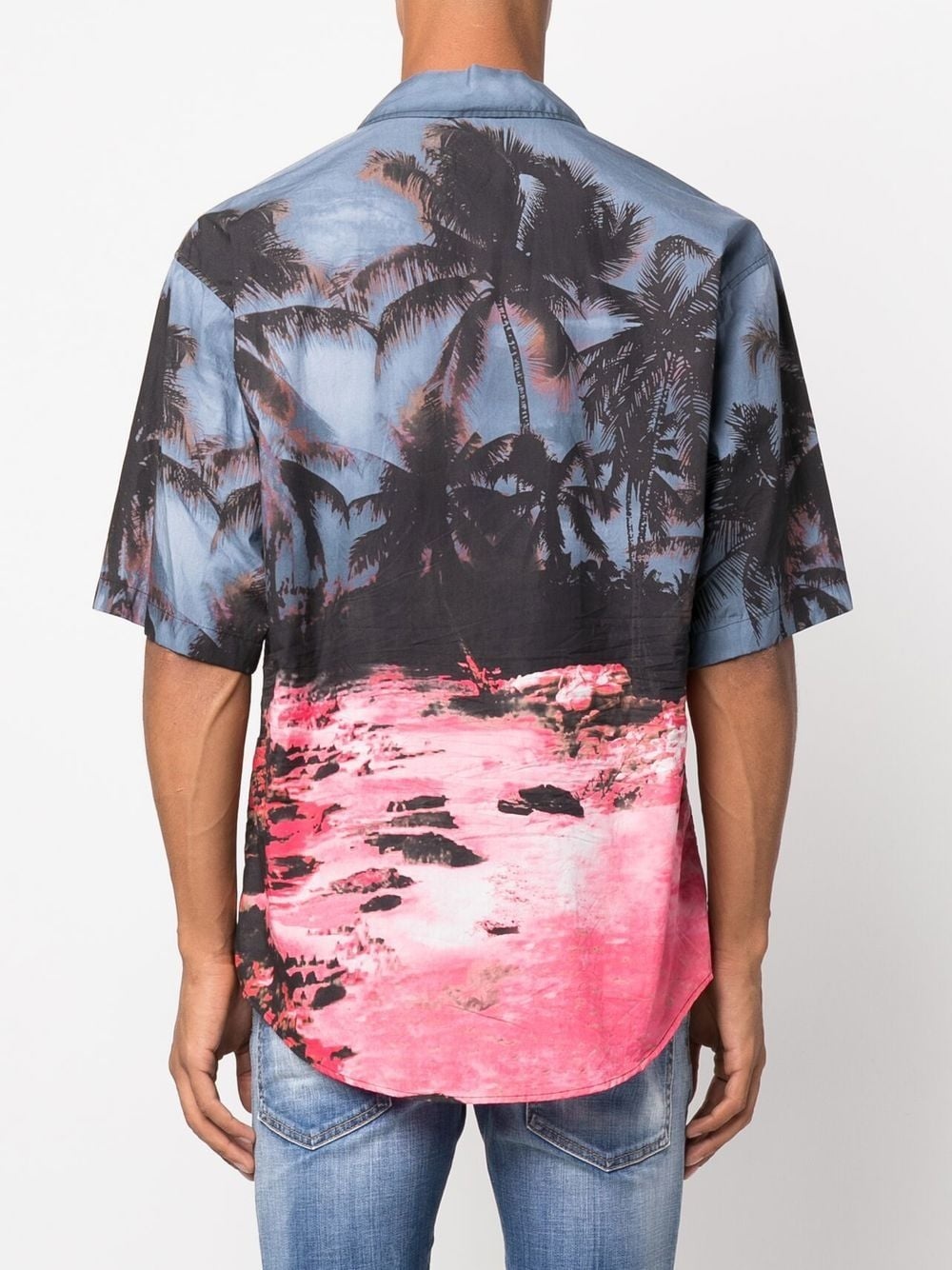 palm tree-print short-sleeved shirt - 4
