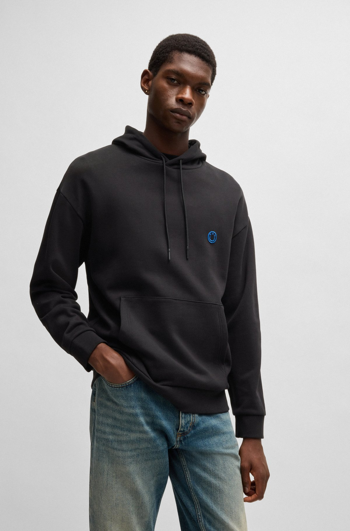 COTTON-TERRY HOODIE WITH HAPPY HUGO LOGO - 2