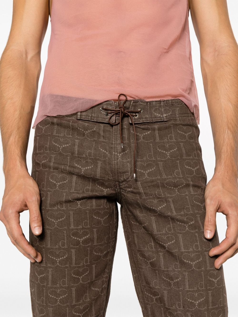 monogram-print denim cargo pants - 5