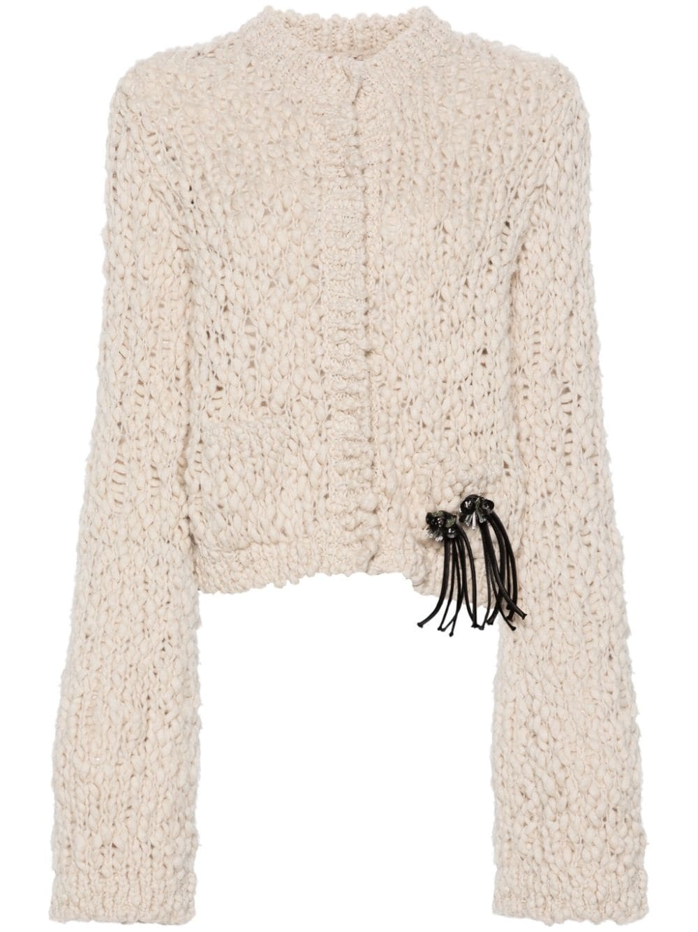 textured cropped cardigan - 1