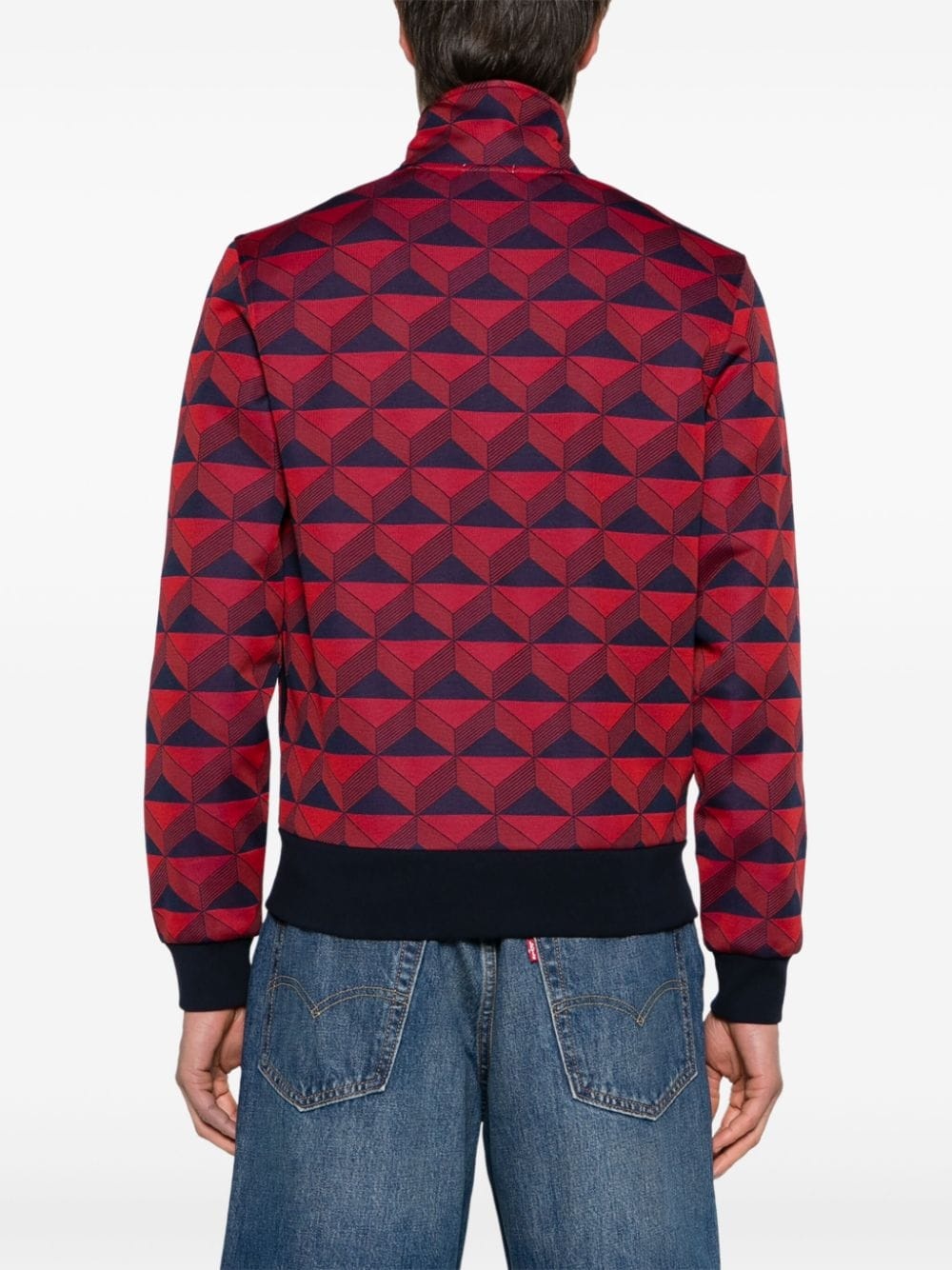 zip-up geometric-jacquard sweatshirt - 4