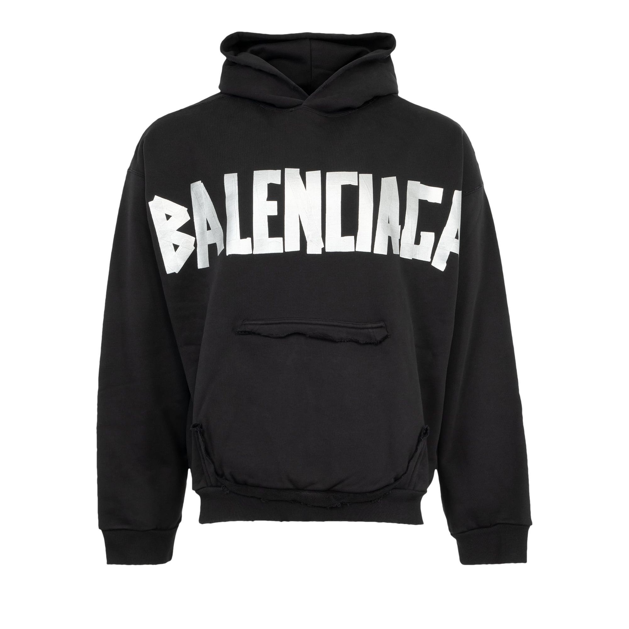 【BALENCIAGA】Ripped Pocket Hood Faded Black:Silver BALENCIAGA Balenciaga Ripped Pocket Hoodie 'Faded Black