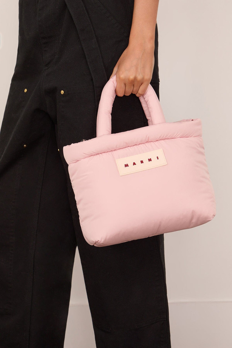 Marni Nylon Puff Small Tote Bag in Cinder Rose outlook