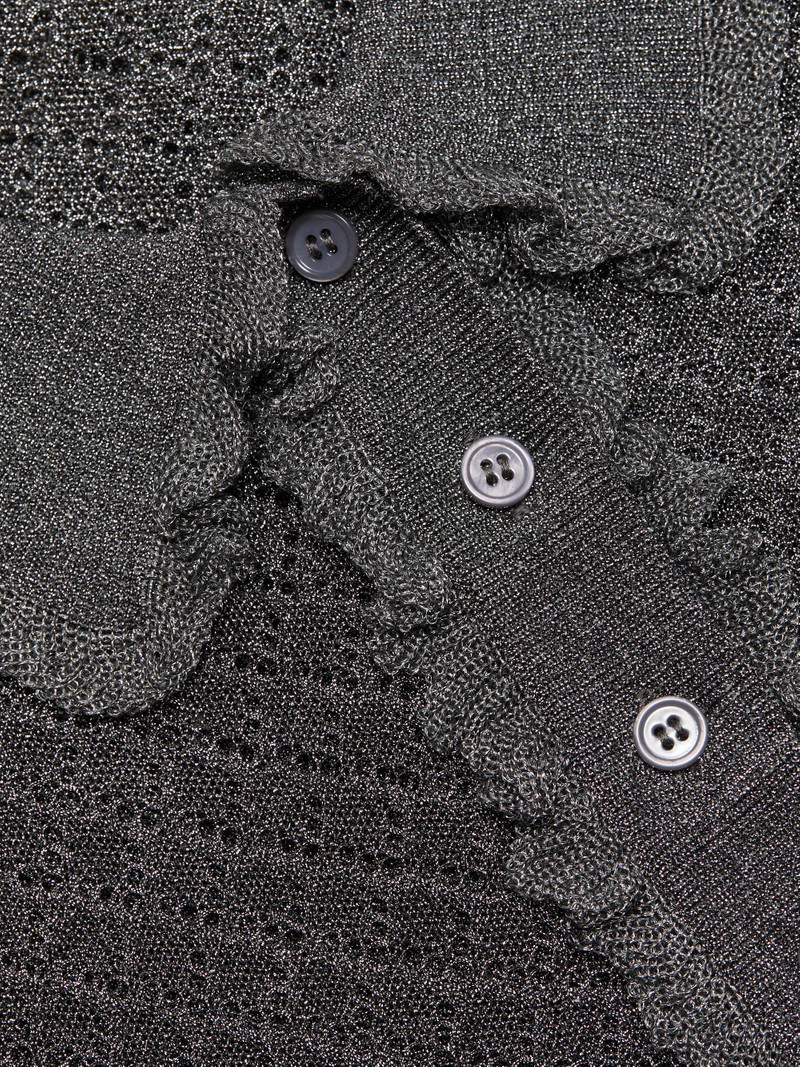 Women's Klara Ruffle Pointelle-Knit Polo Shirt - Gunmetal 7
