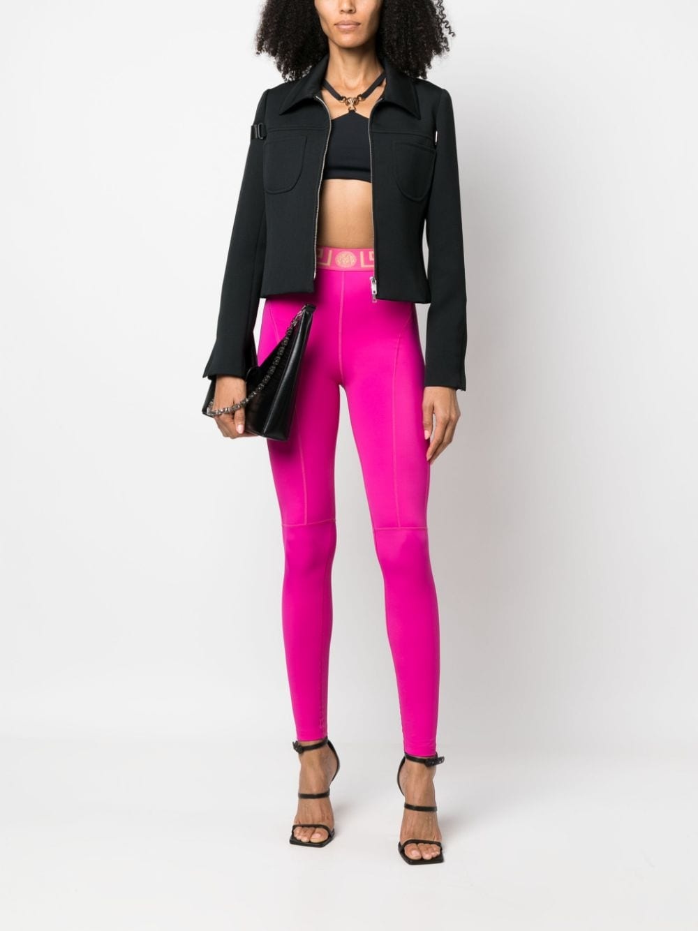 Greca-pattern high-waisted leggings - 2